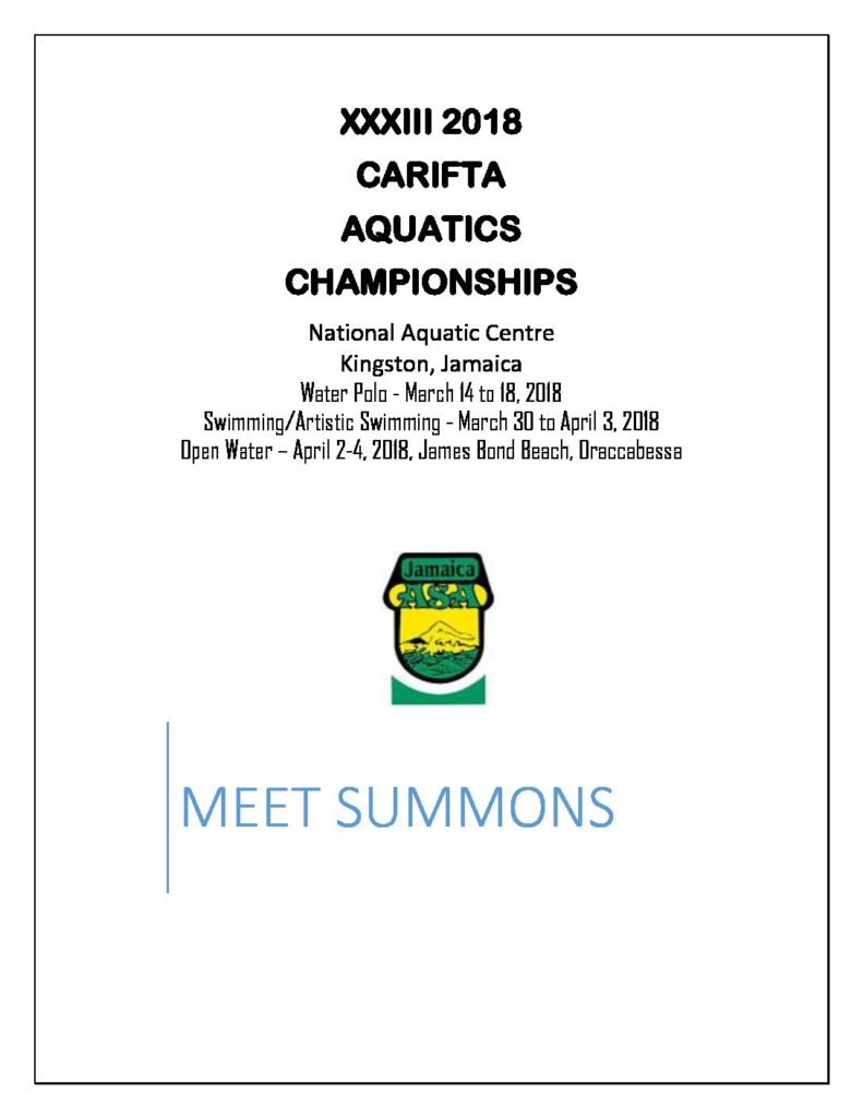 Carifta 2018 Summons